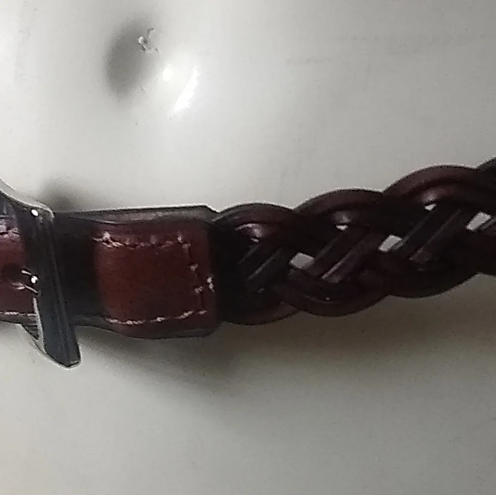 Women's Sonoma Goods For Life Solid & Braided Leather Belt COGNAC BLK SZ SMALL